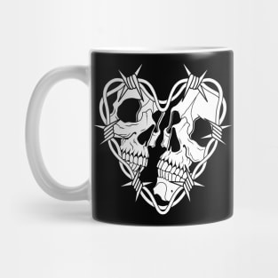 Skulls with barbed wire heart Mug